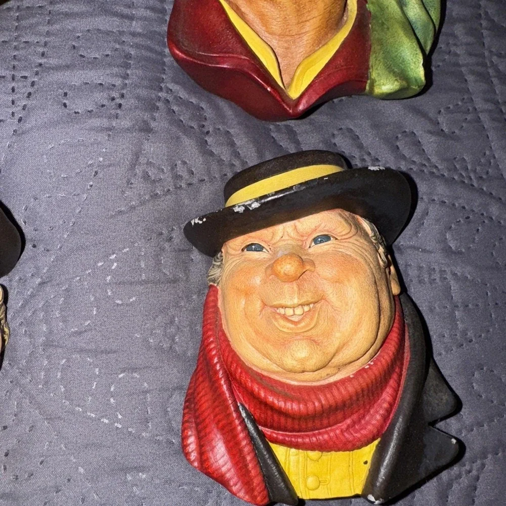 Vintage Bossons England Chalkware Heads~Bundle Lot Of 6~1960's~Wall Hangers